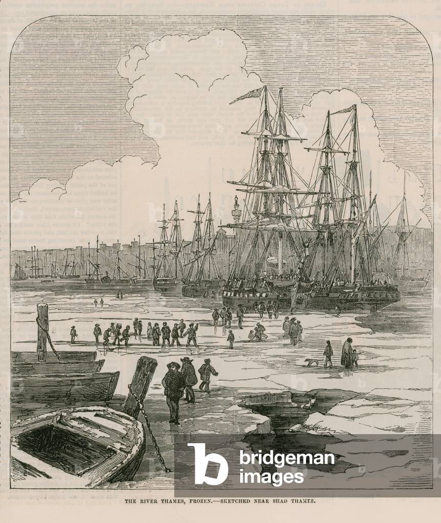 The River Thames, frozen (engraving)