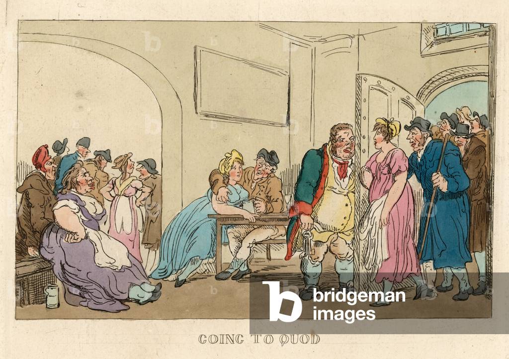 Going to Quod (coloured engraving)