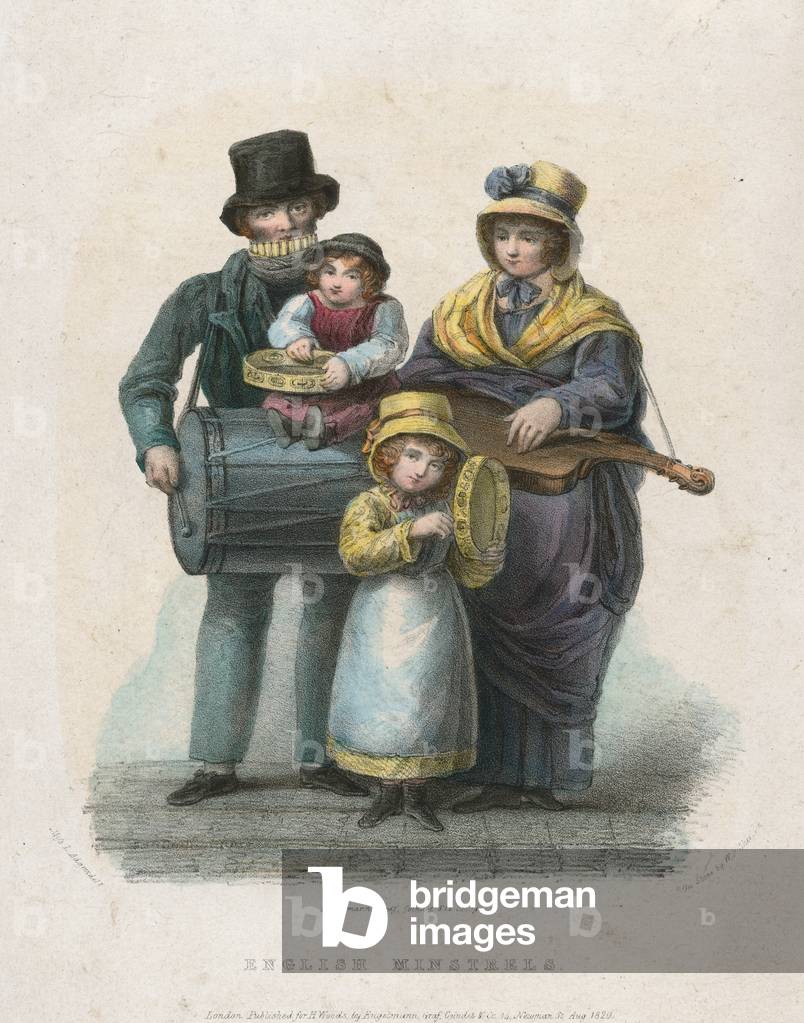 English minstrels (coloured engraving)