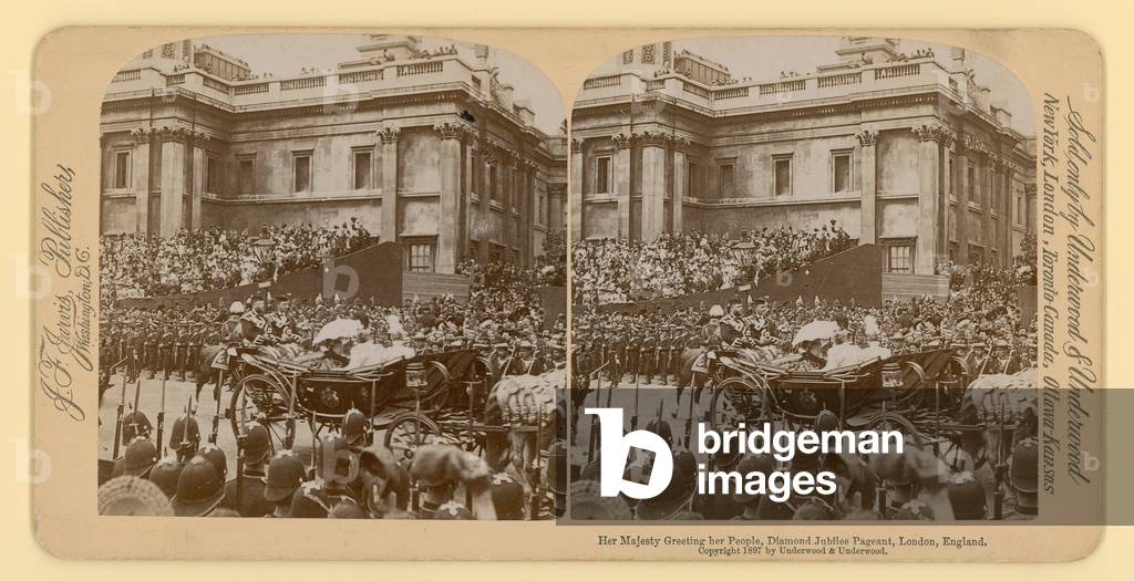 Stereographic print of Queen Victoria's Diamond Jubilee (b/w photo)