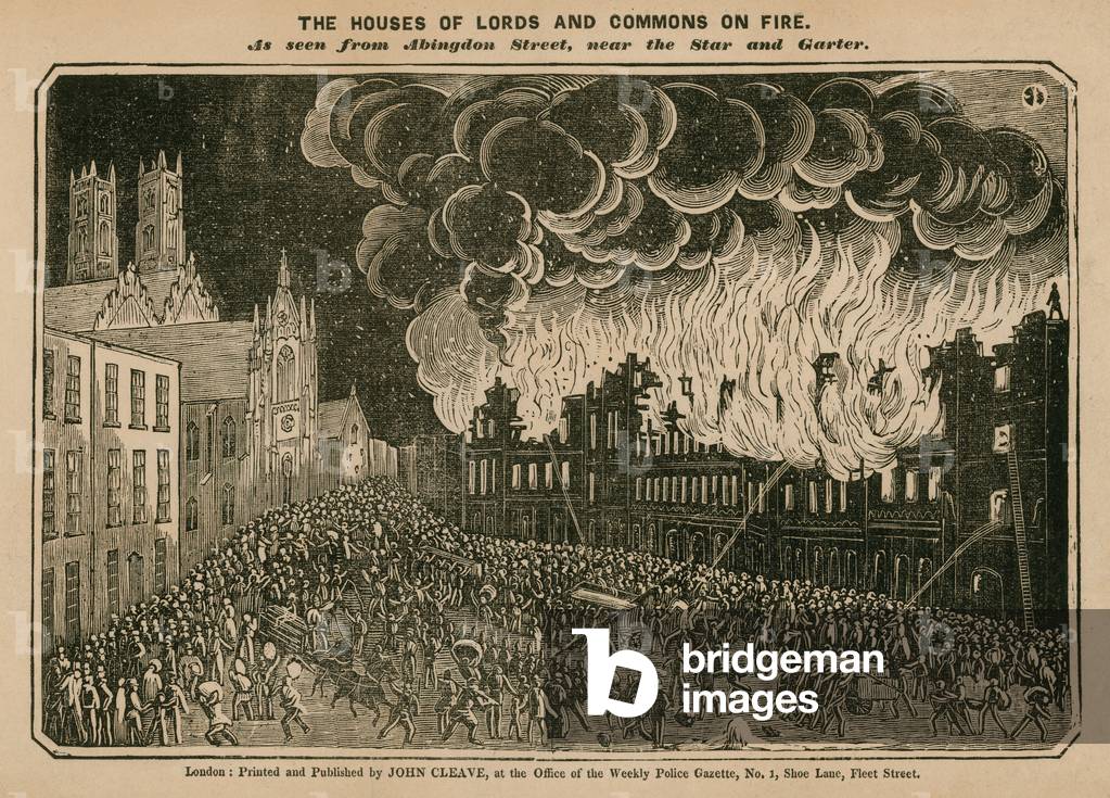 The Houses of Lords and Commons on fire (engraving)