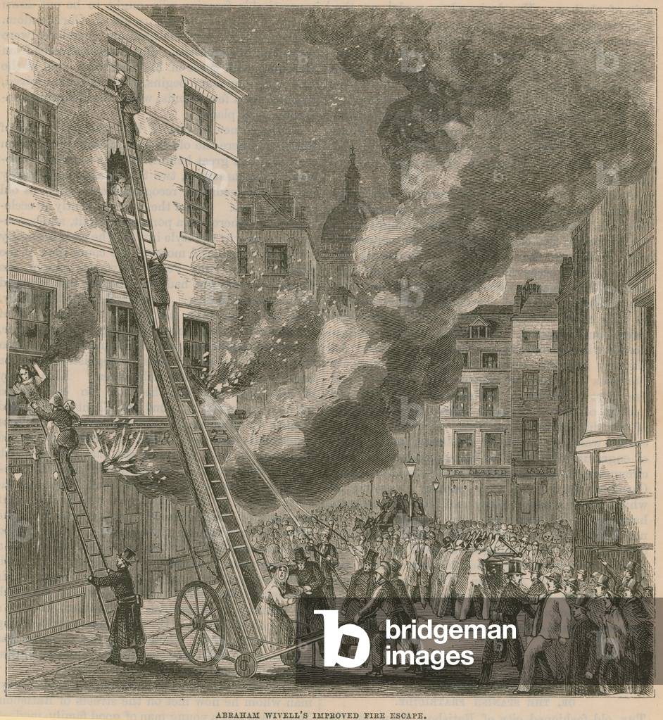 Abraham Wivell's improved fire escape (engraving)