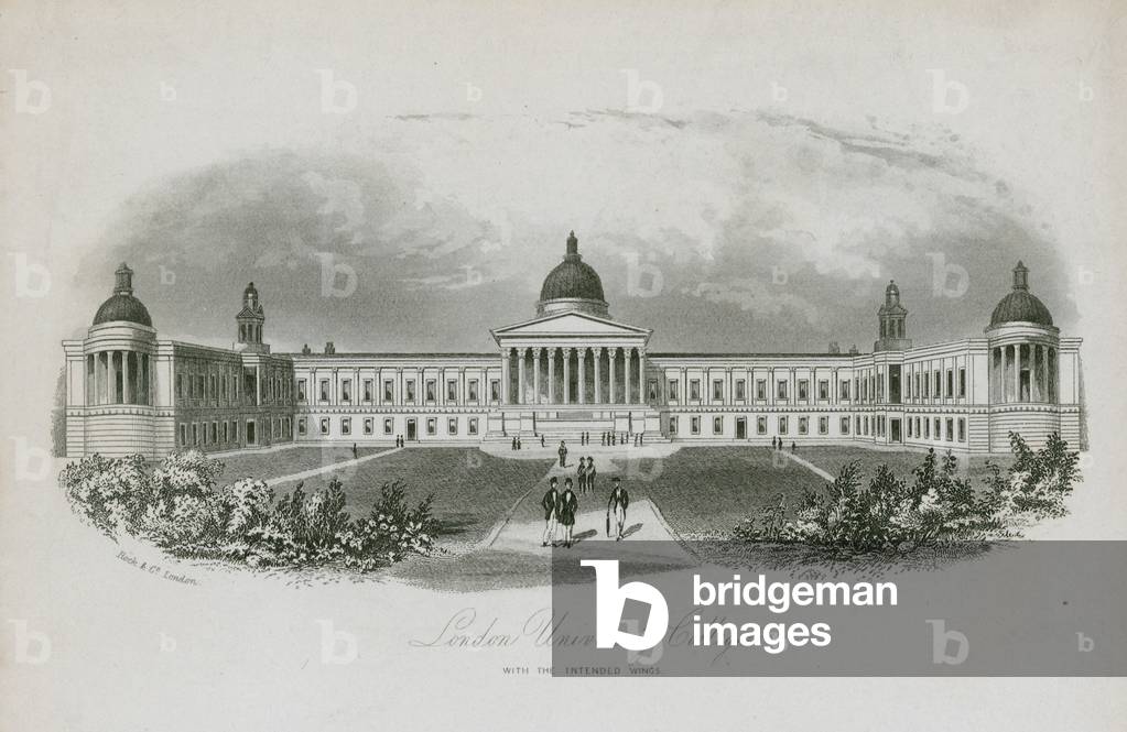 London University College, with the intended wings (engraving)