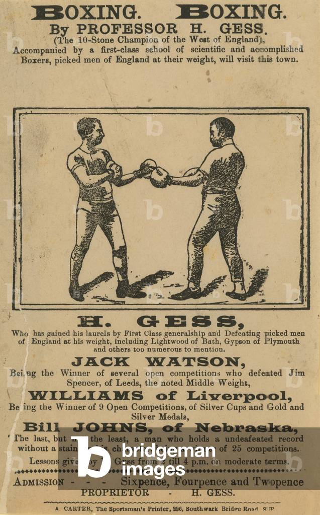 Advertisement for boxing classes (engraving)