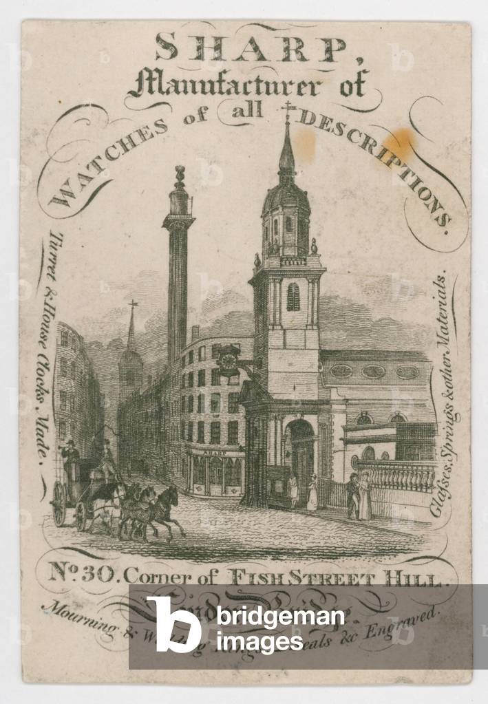 Sharp, Manufacturer of Watches, trade card (engraving)