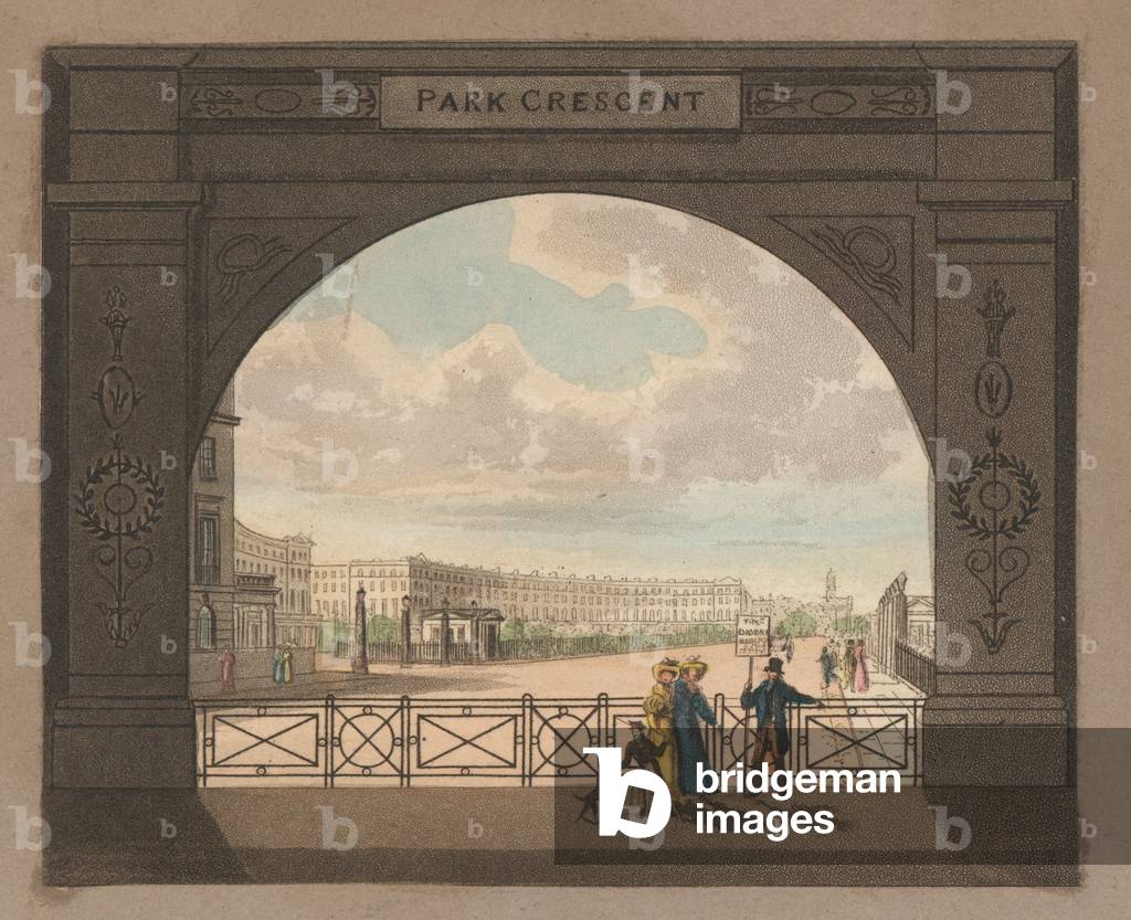 Park Crescent, Regent's Park (coloured engraving)