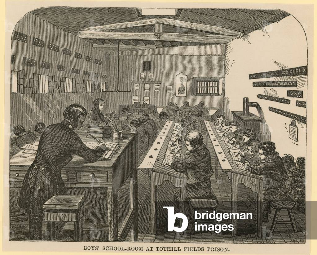 Boys' school-room at Tothill Fields Prison (engraving)