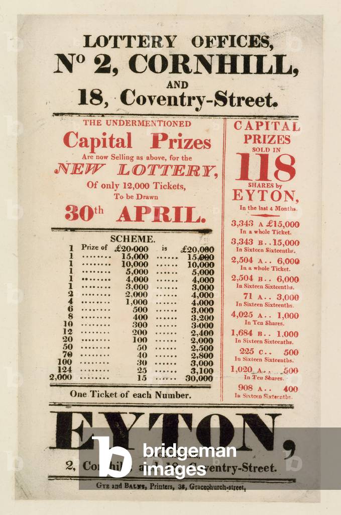 Advertisement for state lottery (engraving)