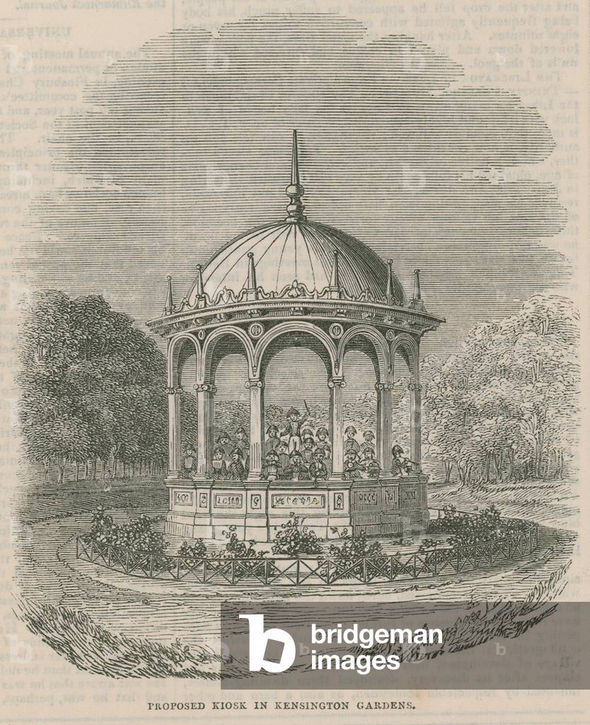 Proposed kiosk in Kensington Gardens, London (engraving)