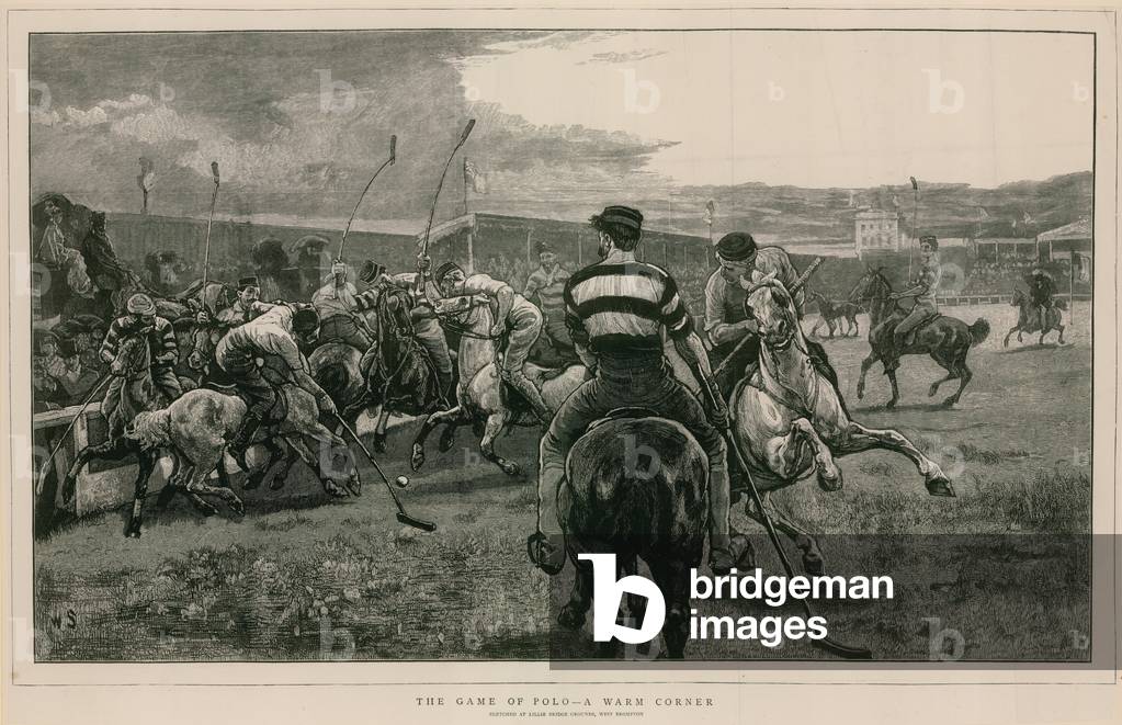 A game of Polo: A warm corner (engraving)