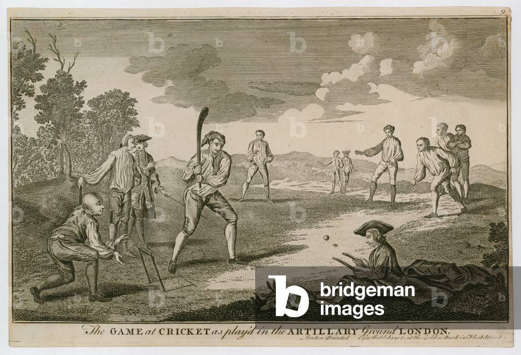 The game at Cricket as played in the Artillery Ground, Finsbury (engraving)