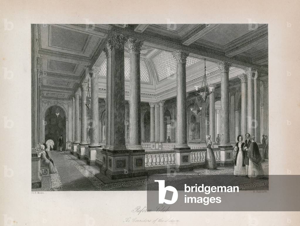 The Reform Club, the corridors of the Saloon (engraving)