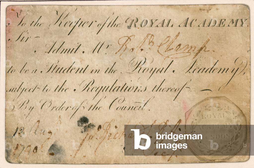 Ticket of admission for the Royal Academy, London (engraving)