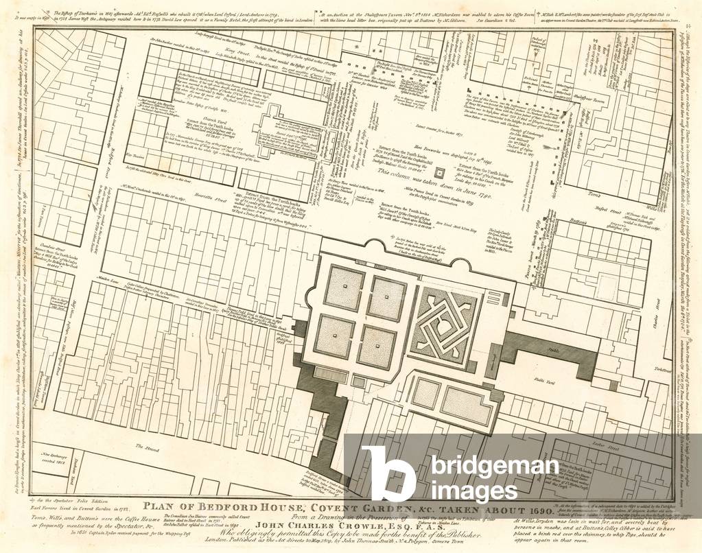 Plan of Bedford House, Covent Garden, London, taken about 1690 (engraving)
