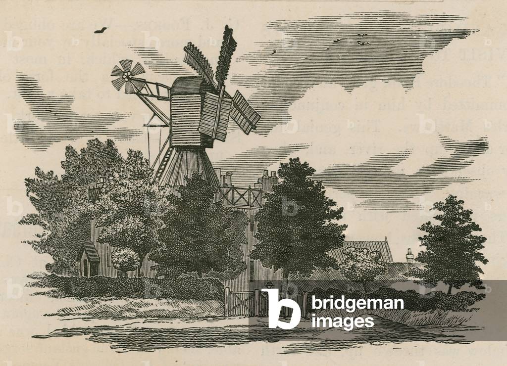 The old mill on Wimbledon Common (engraving)