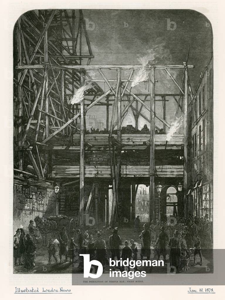 Temple Bar, London. Demolition, 1878 (engraving)