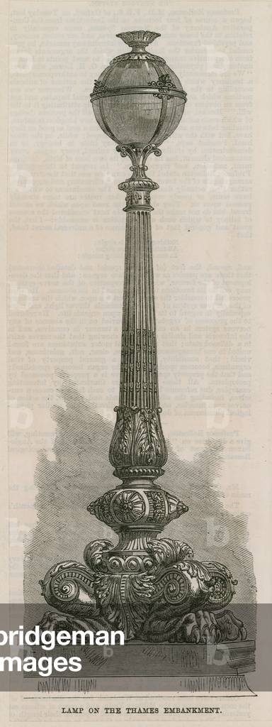 Lamp on the Thames Embankment, London (engraving)