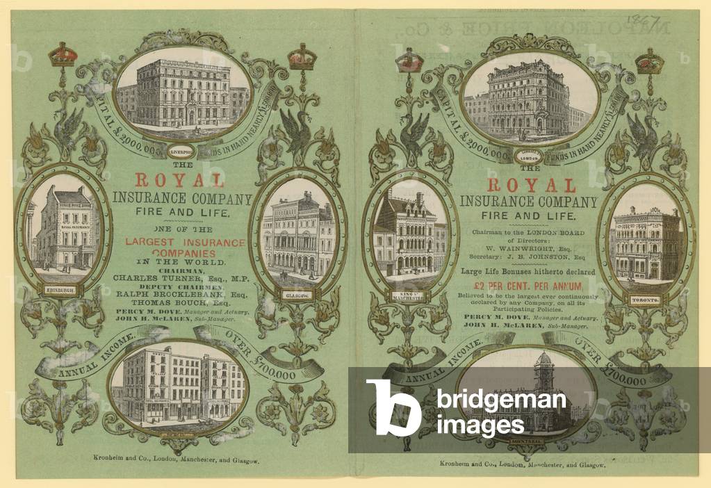 Advertisement for the Royal Insurance Company (colour litho)