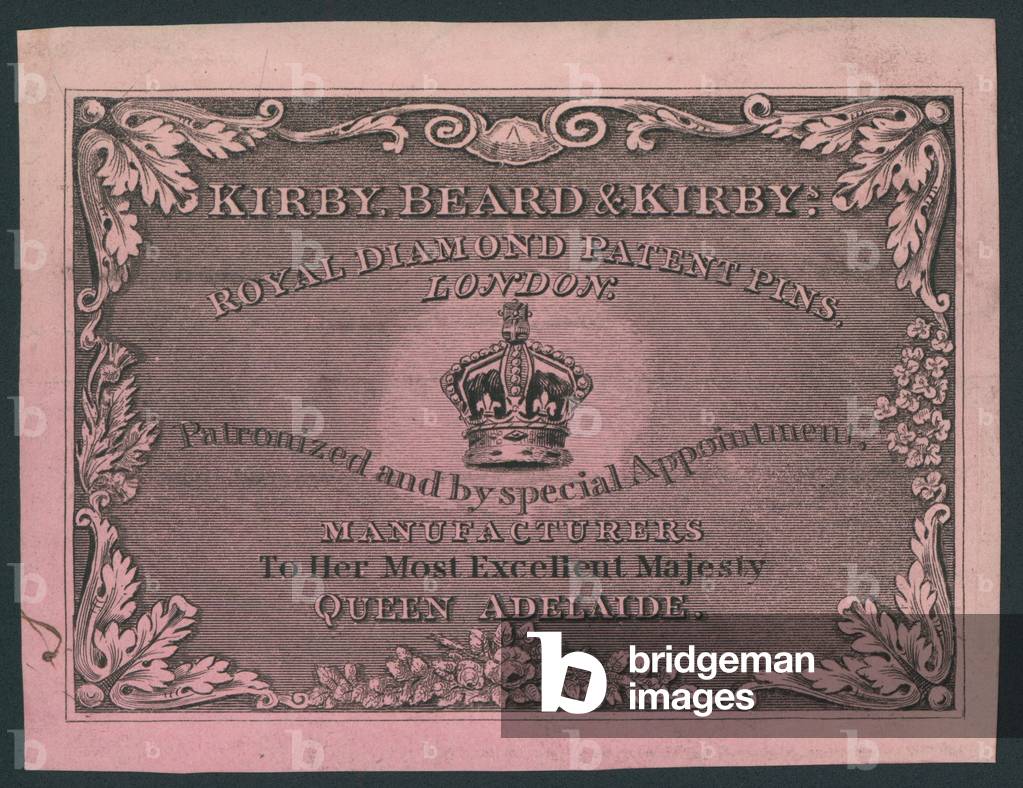 Kirby, Beard and Kirby, Royal Diamond Patent Pins, trade card (engraving)