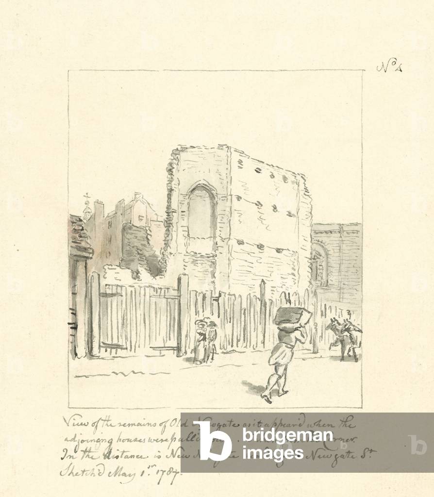 Drawing of the remains of Old Newgate (ink on paper)