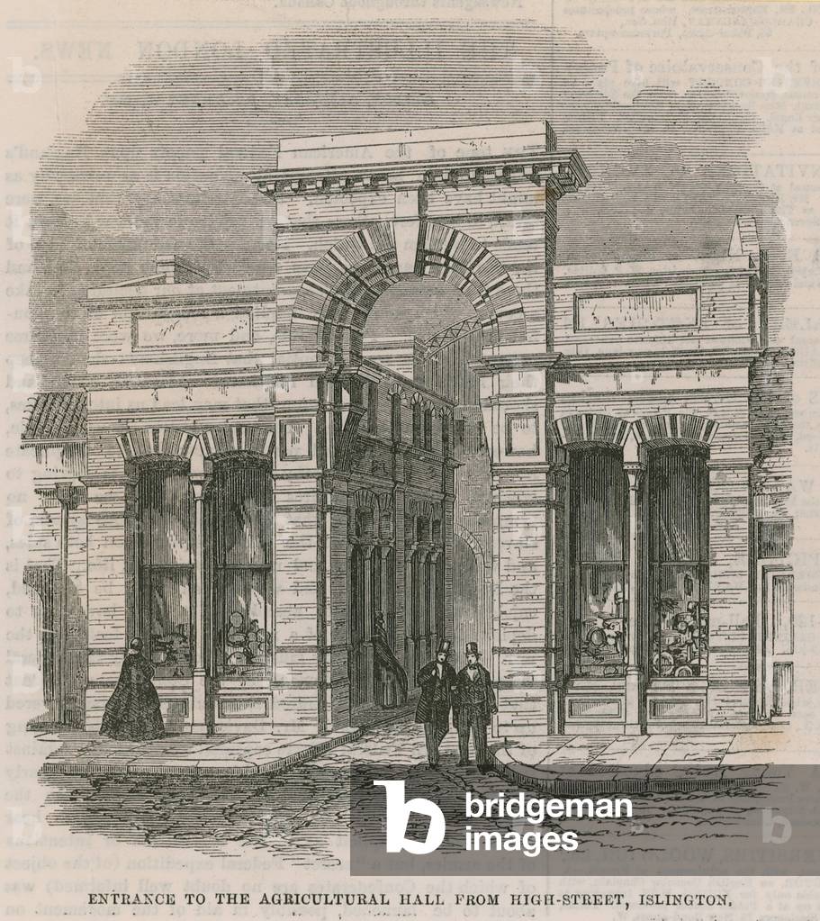 Entrance to the Agricultural Hall (engraving)