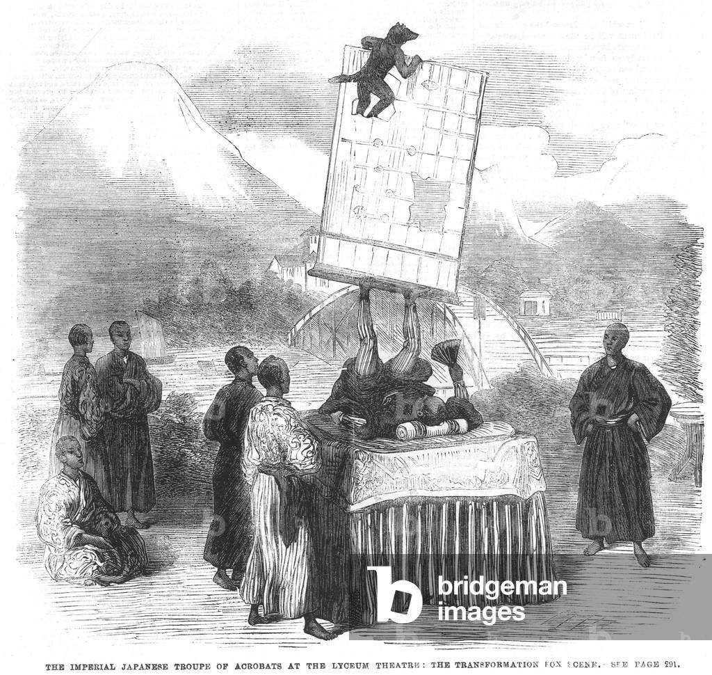 The Imperial Japanese Troupe of acrobats at the Lyceum Theatre (engraving)