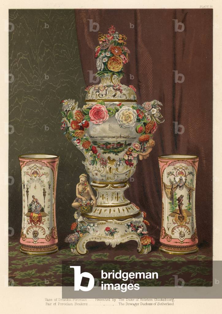 Dresden porcelain and porcelain beakers, wedding presents (chromolitho)