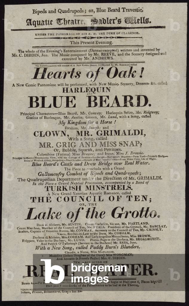 Grimaldi at the Aquatic Theatre (engraving)