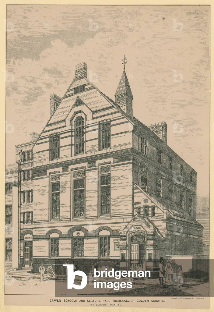 Craven Schools and lecture hall (engraving)