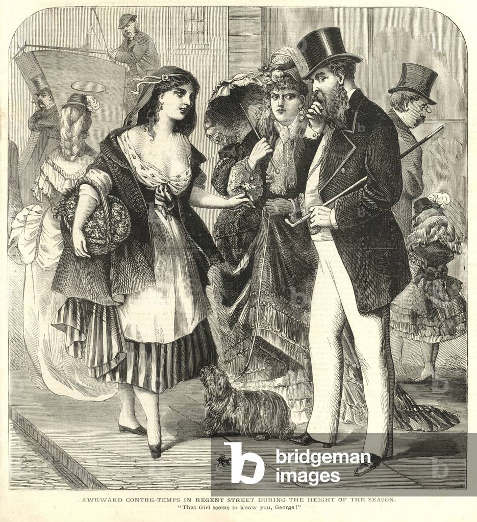 Awkward contre-temps in Regent Street during the height of the season (engraving)