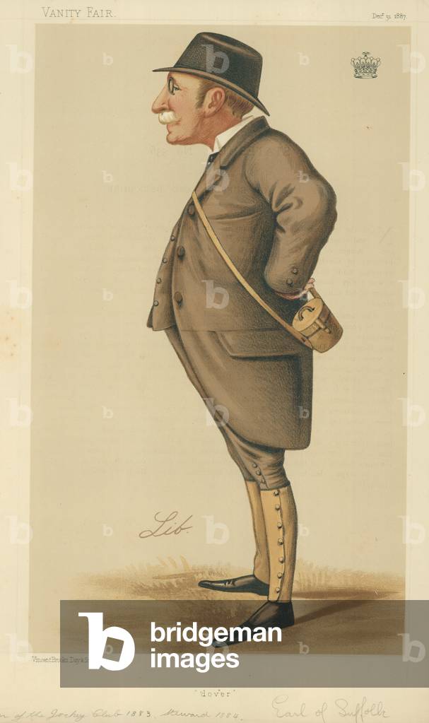 The Earl of Suffolk and Berkshire, Dover, 31 December 1887, Vanity Fair cartoon (colour litho)