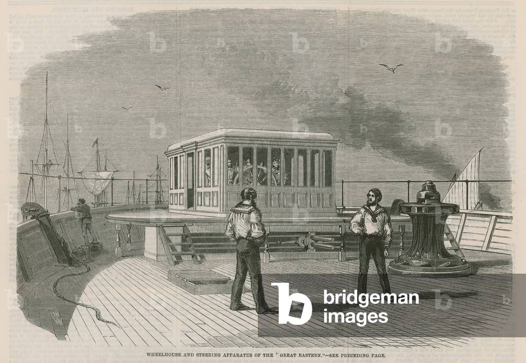 Wheelhouse and steering apparatus of the Great Eastern (engraving)