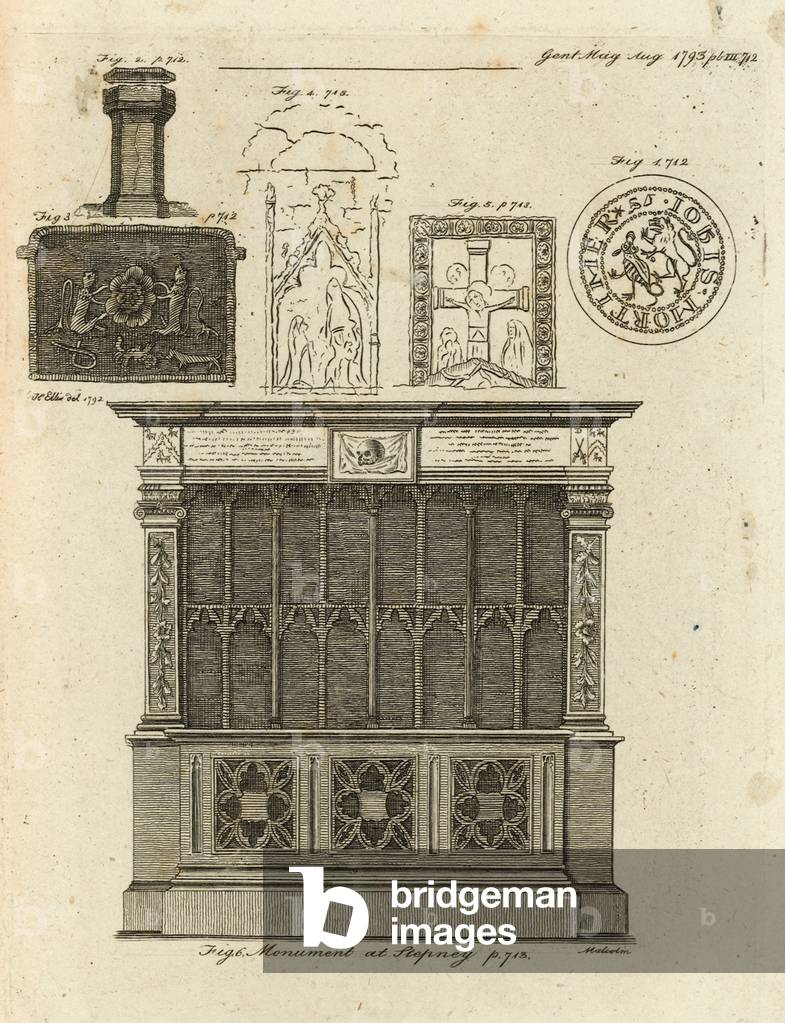 Monument at Stepney, London (engraving)