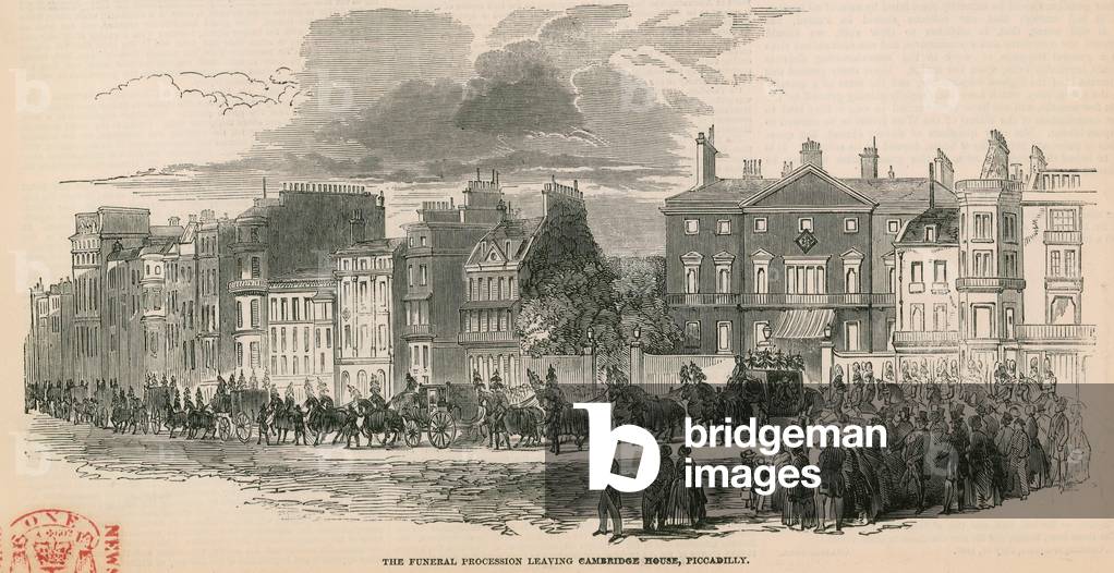 The funeral procession of HRH The Duke of Cambridge leaving Cambridge House, Piccadilly, London (engraving)