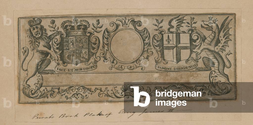 Private Book Plate of King James II (engraving)
