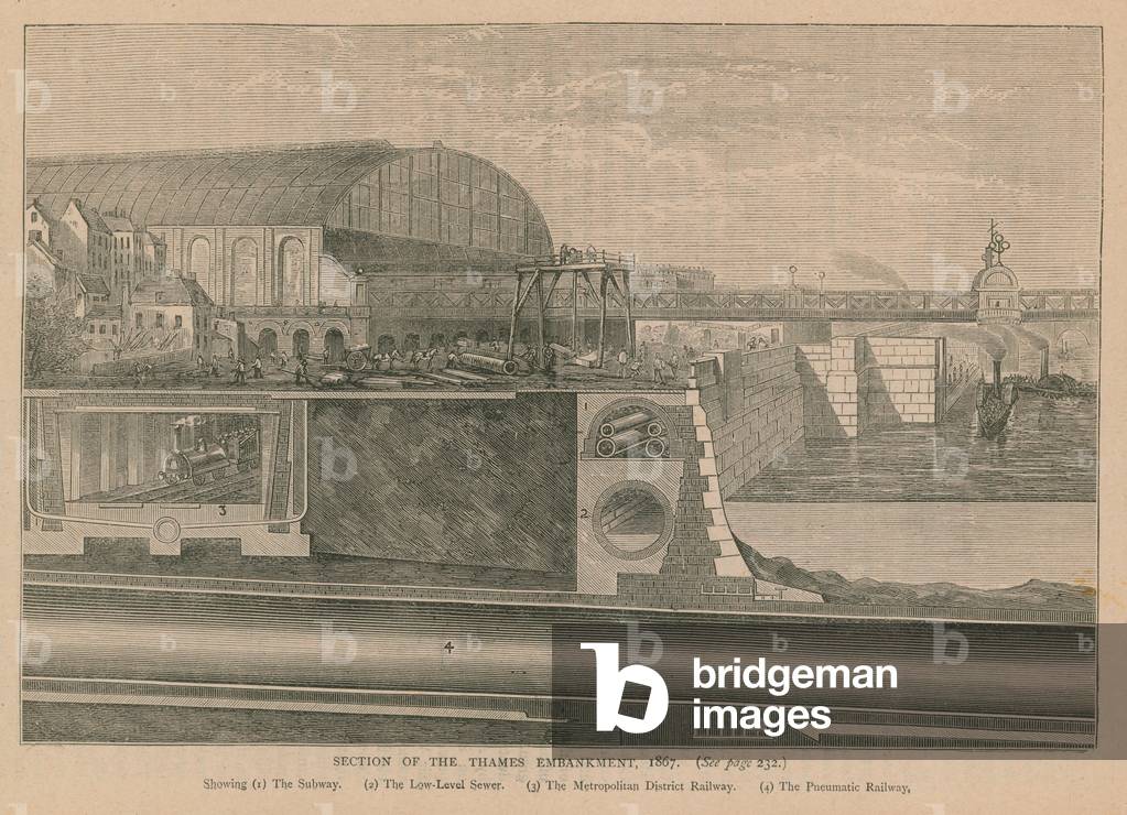 Section of the Thames Embankment, 1867 (engraving)