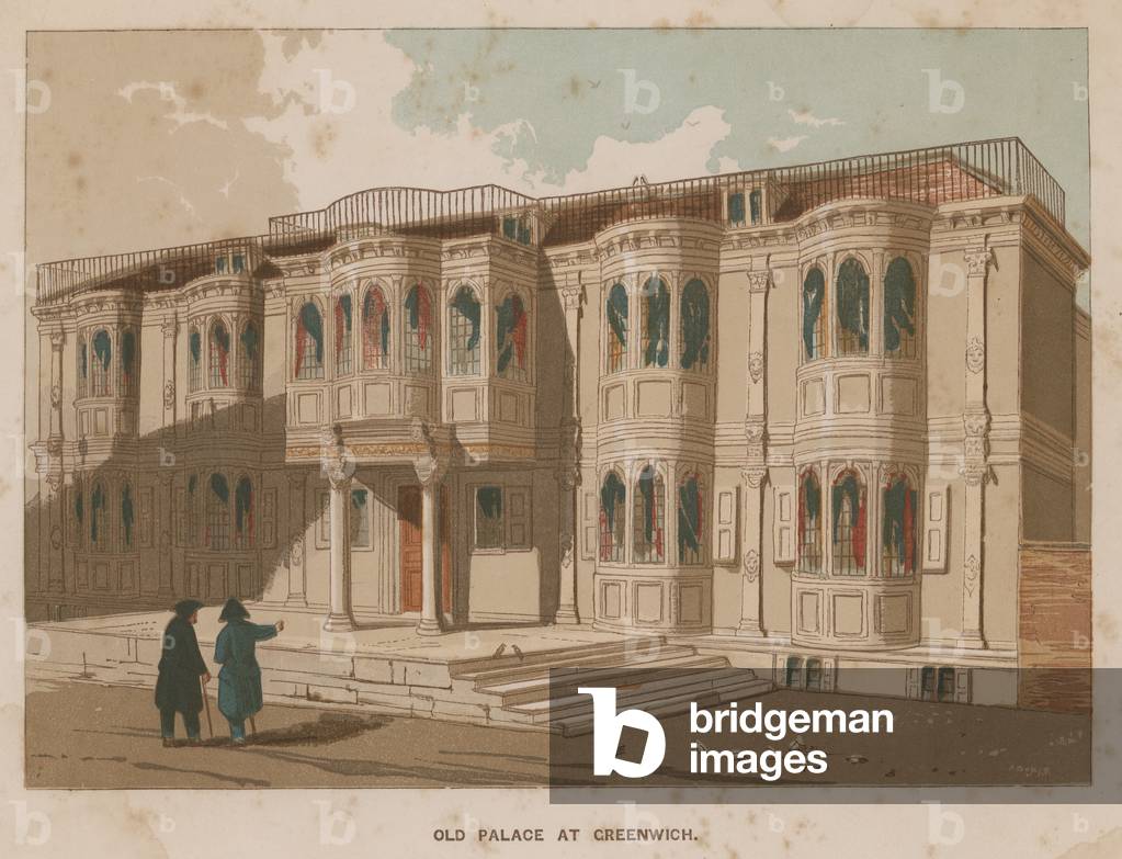 Old Palace at Greenwich, London (coloured engraving)