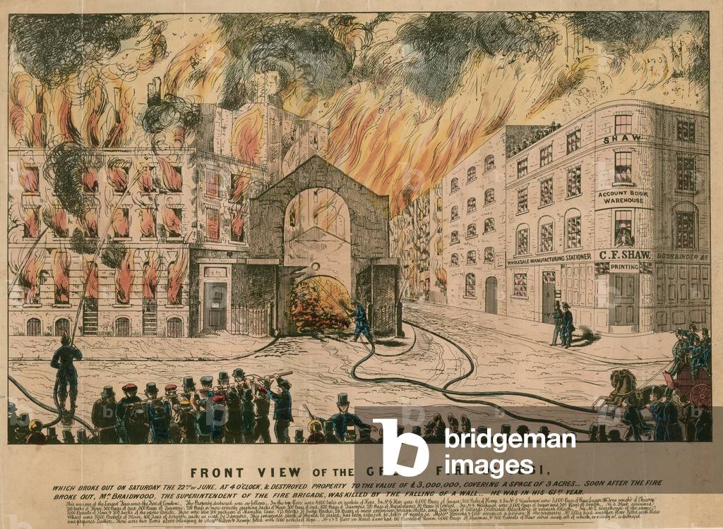 Front View of the Great Fire of 1861 (coloured engraving)
