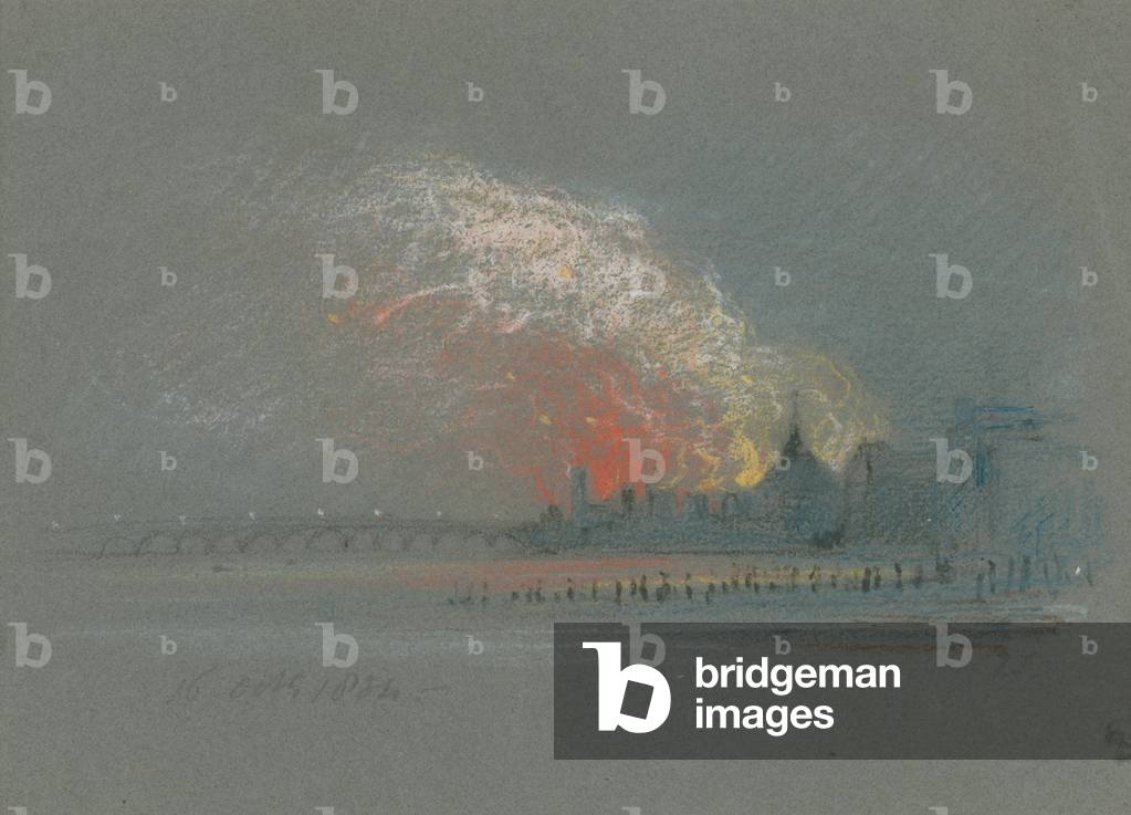 The burning of the Houses of Parliament, 16 October 1834 (pastel on paper)