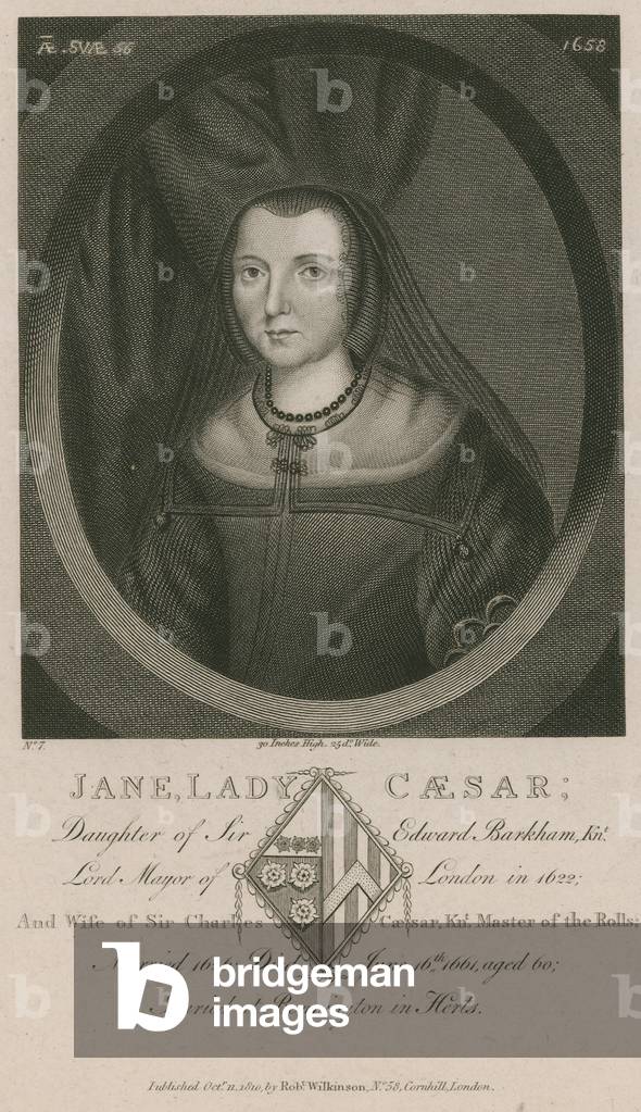 Jane, Lady Caesar, daughter of Sir Edward Barkham (engraving)