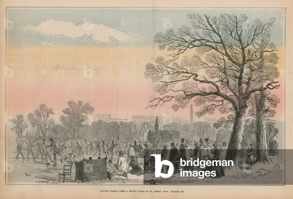 Skating scene (coloured engraving)