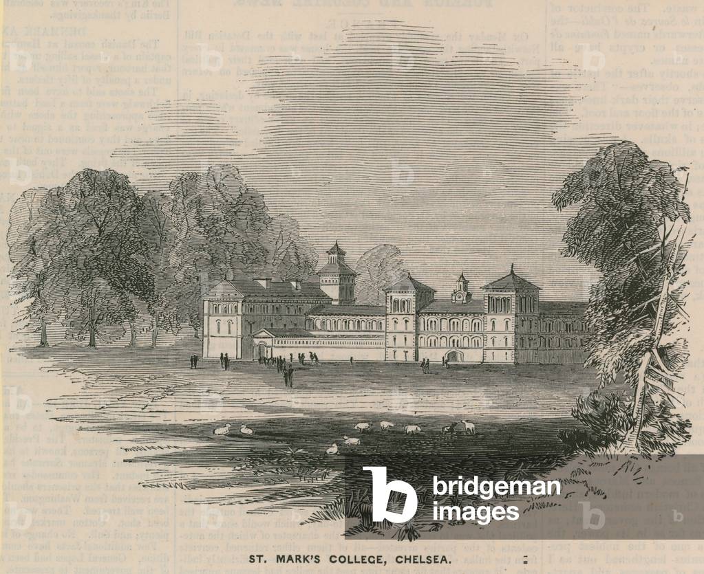 General view of St Mark's College (engraving)