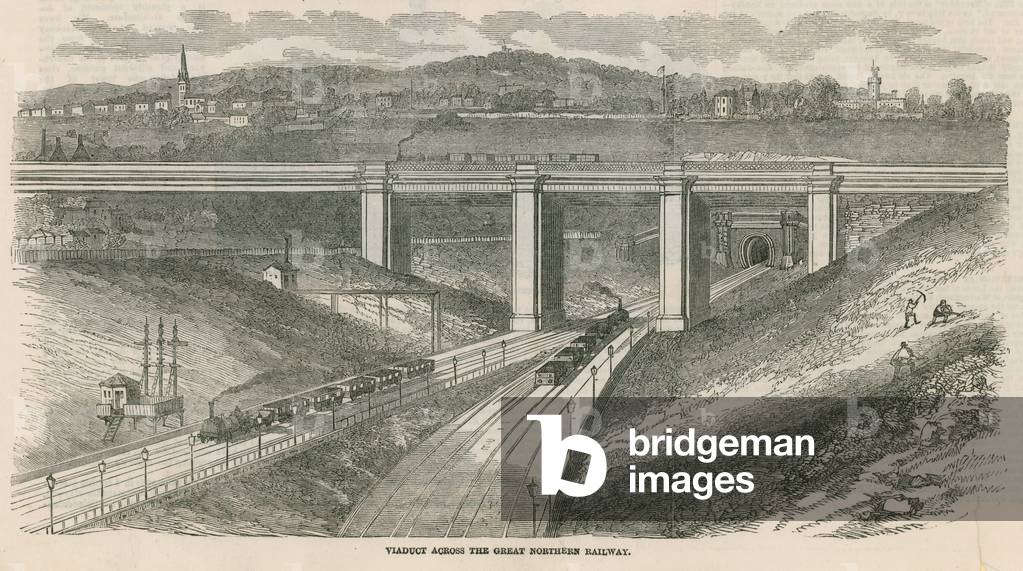 Viaduct across the Great Northern Railway, London (engraving)