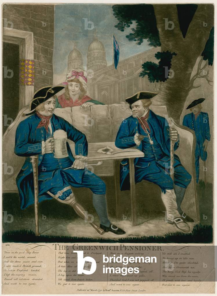 The Greenwich Pensioner (coloured engraving)