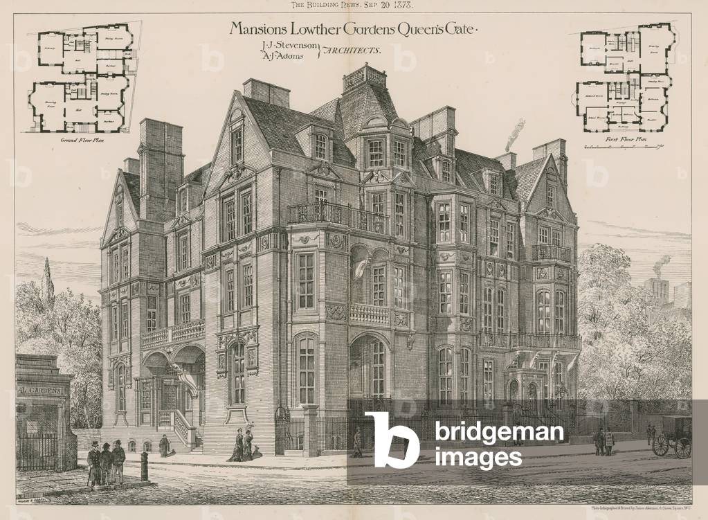 Mansions Lowther Gardens, Queen's Gate, Kensington (engraving)