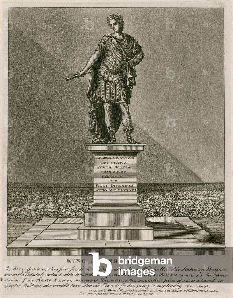 Privy Garden Westminster, Statue of King James II (engraving)
