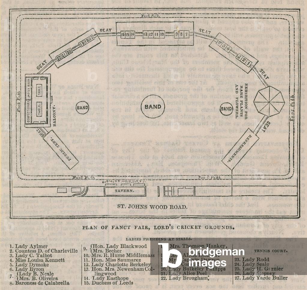 Plan of the fancy fair at Lord's Cricket Ground (engraving)