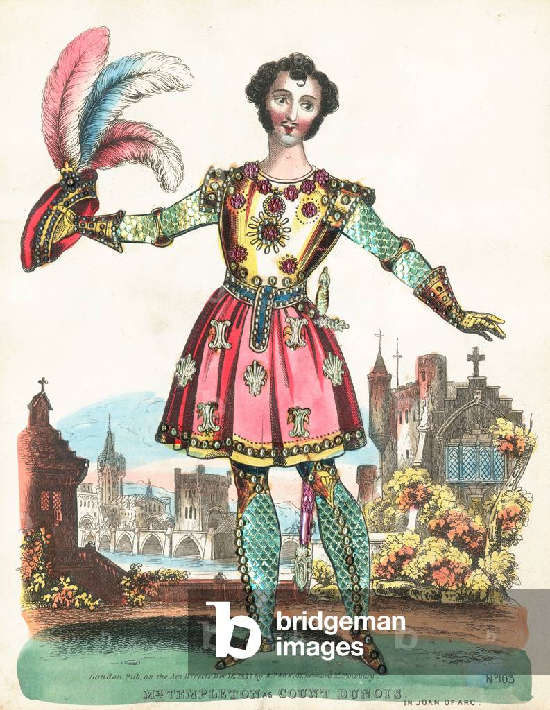 Mr Templeton as Count Dunois in Joan of Arc (coloured engraving)