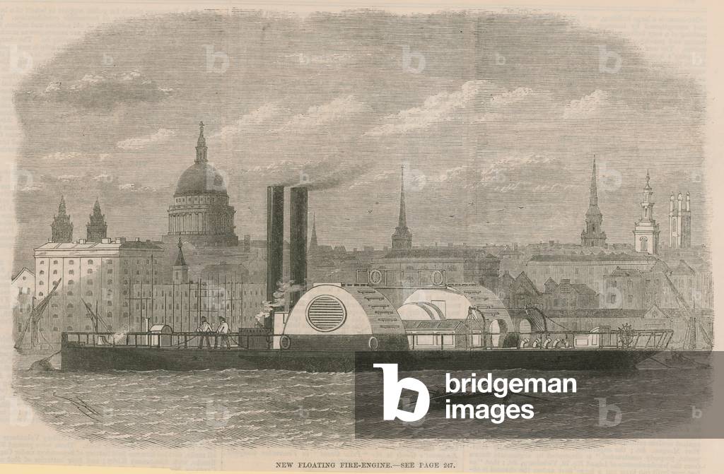 New floating fire engine (engraving)