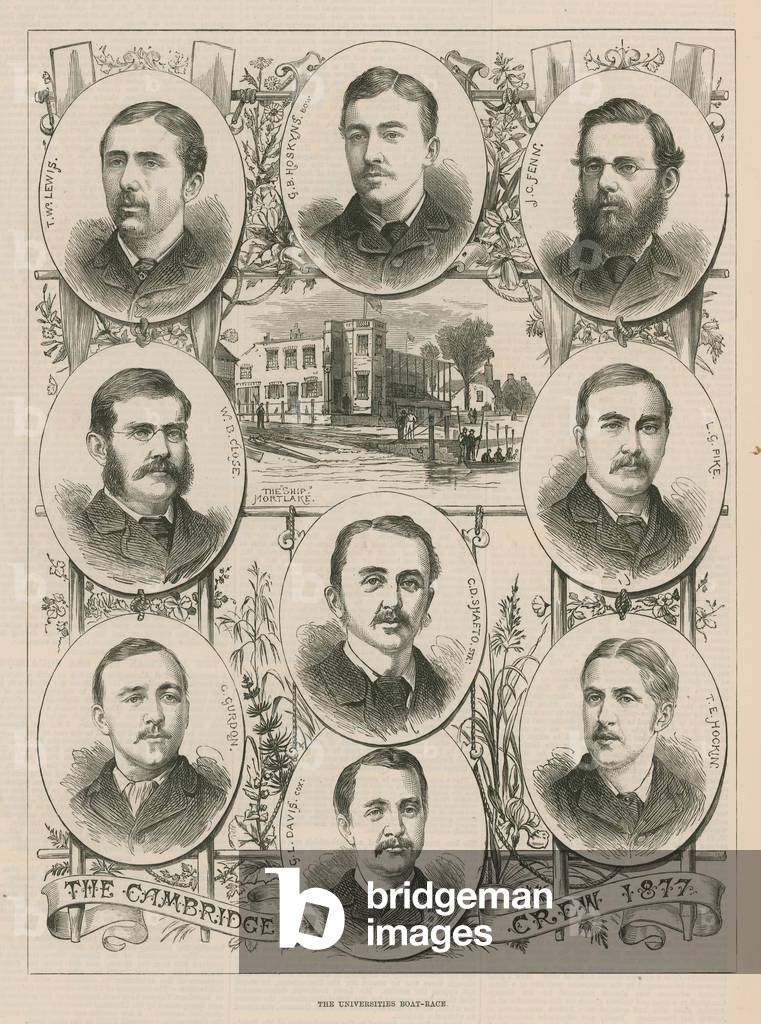 Portraits of the 1877 Cambridge crew (engraving)